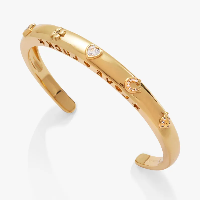 Love and Luck Domed Open Cuff Bracelet sold by Alex and Ani