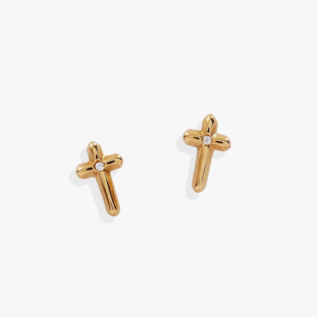 Crystal Cross Mini Stud Earrings sold by Alex and Ani