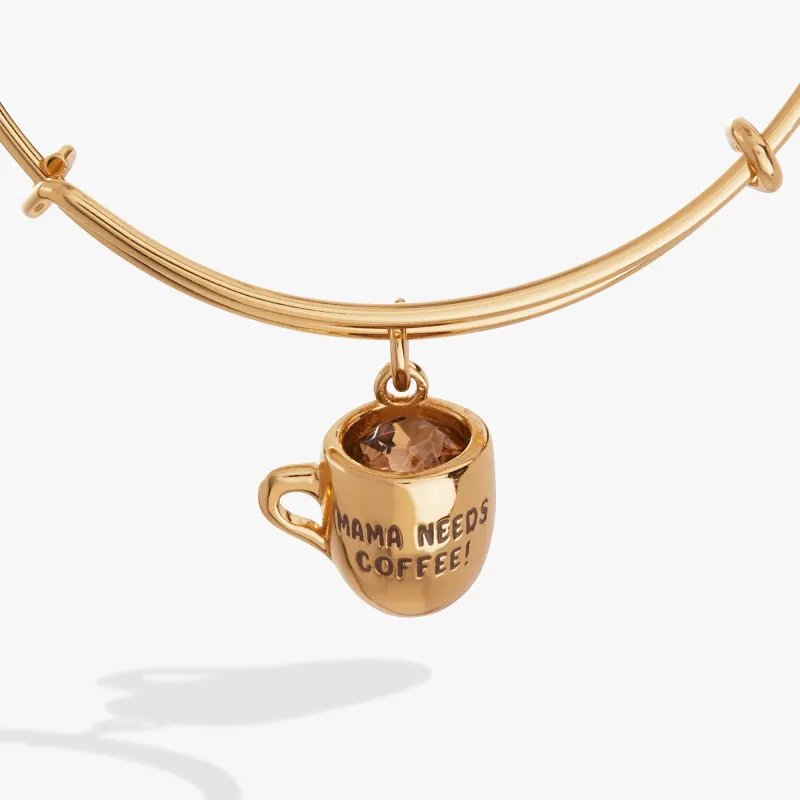 'Mama Needs Coffee' Mug Charm Bangle made by Alex and Ani