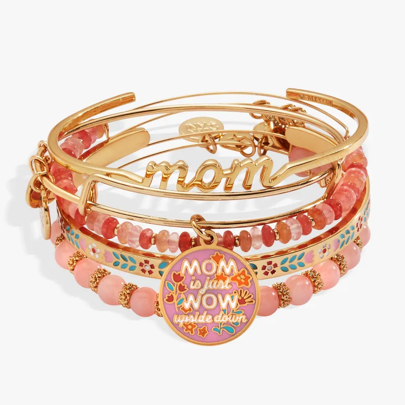 'Mom Is Just Wow Upside Down' Bangle Set of 5 sold by Alex and Ani