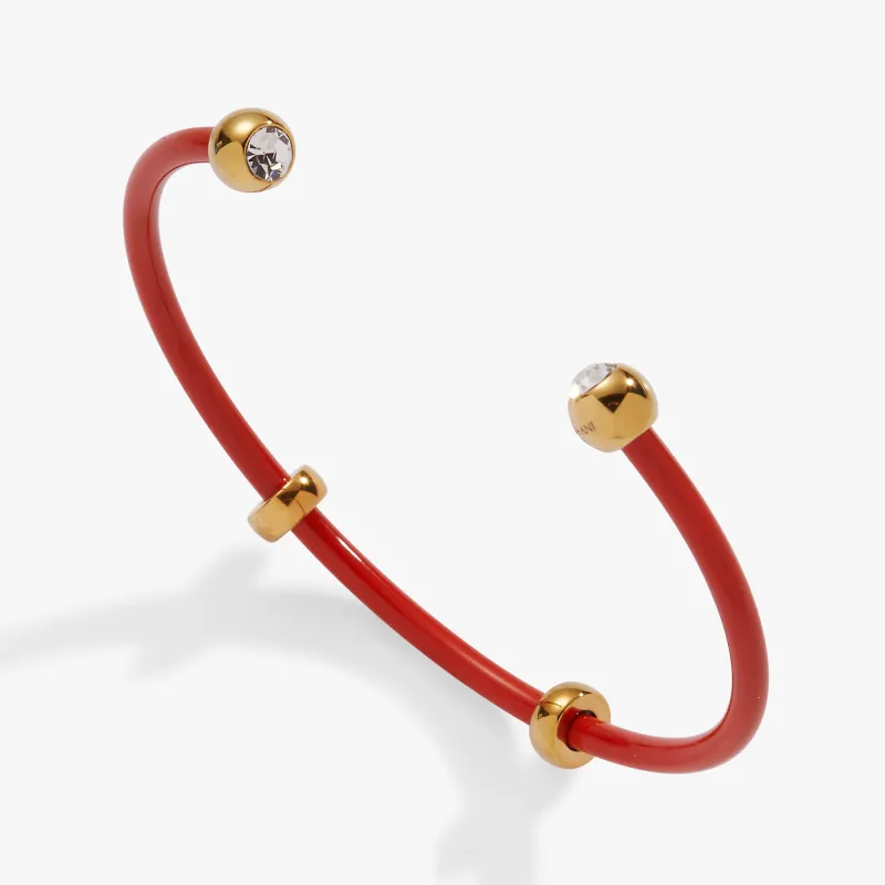Bezel Stone Enamel Cuff, Coral Red sold by Alex and Ani