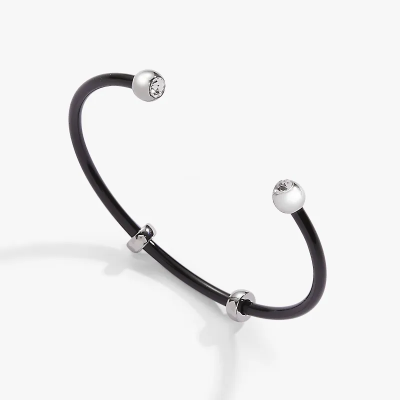 Bezel Stone Enamel Cuff, Black sold by Alex and Ani