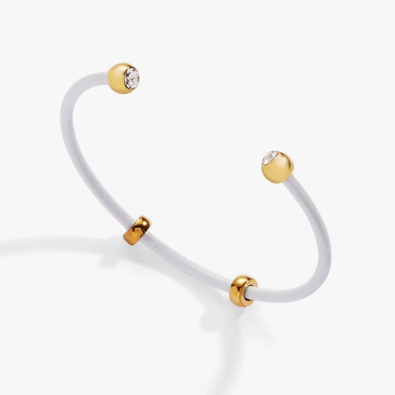 Bezel Stone Enamel Cuff, White sold by Alex and Ani