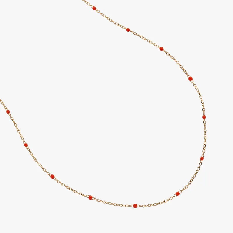 Enamel Coral Red Dot Chain Necklace sold by Alex and Ani