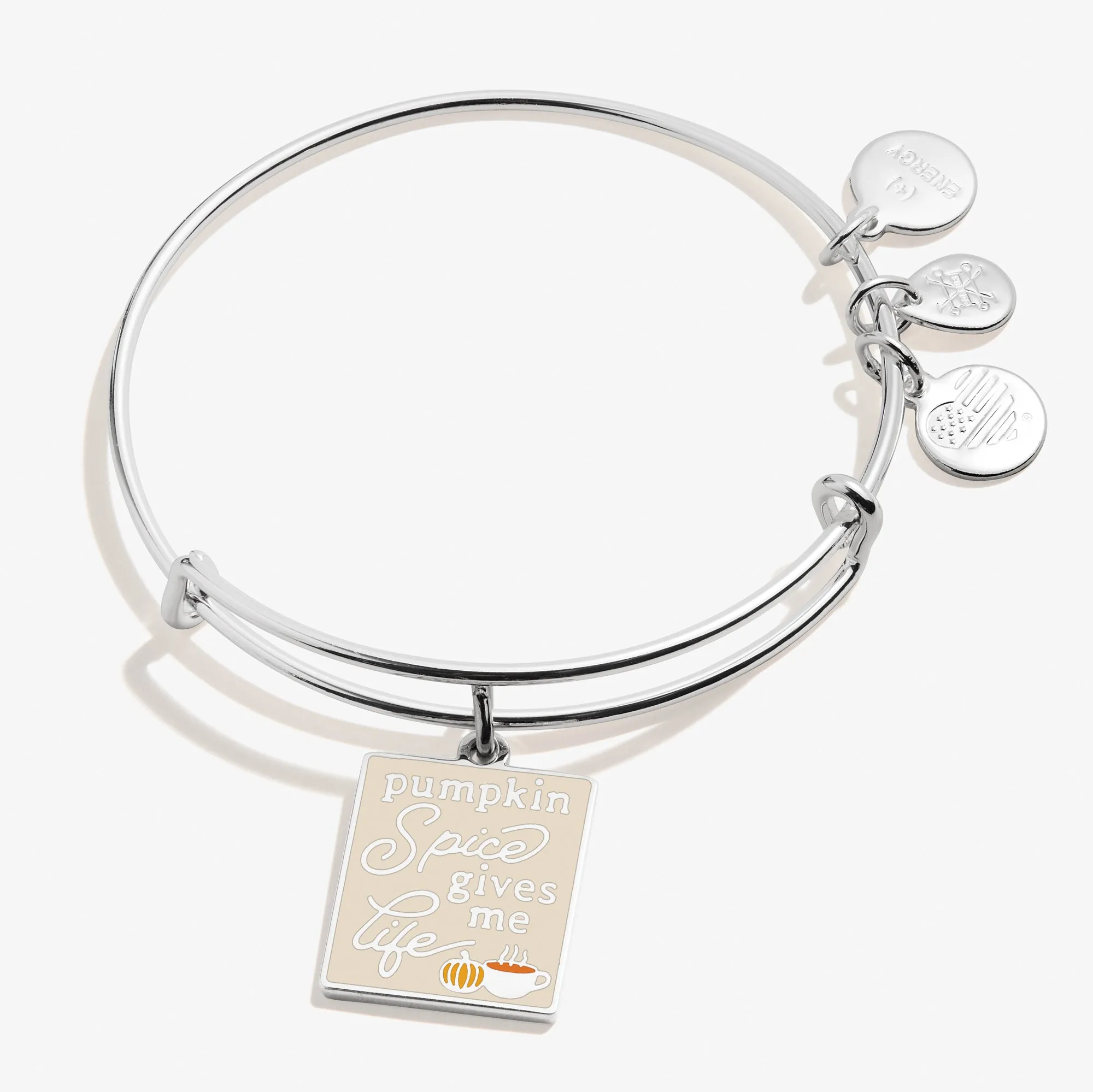 'Pumpkin Spice Gives Me Life' Charm Bangle Bracelet sold by Alex and Ani