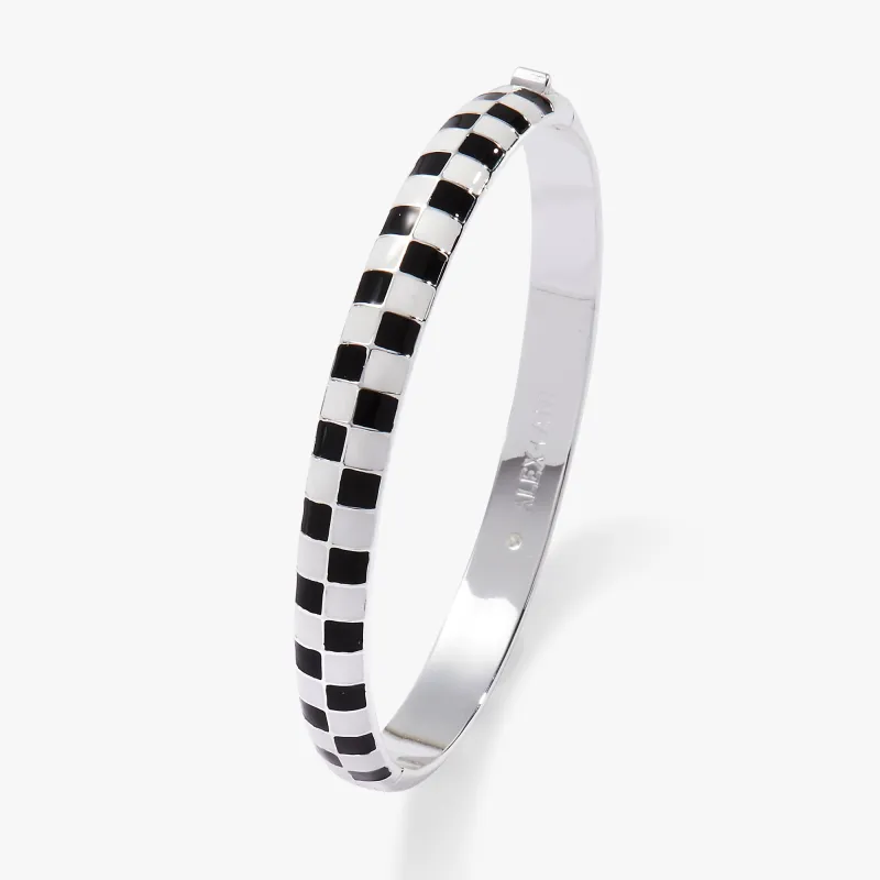 Black & White Checker Hinge Bangle made by Alex and Ani