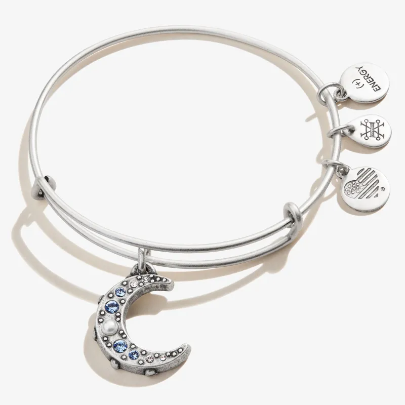 Crescent Moon Pearl and Crystal Charm Bangle sold by Alex and Ani