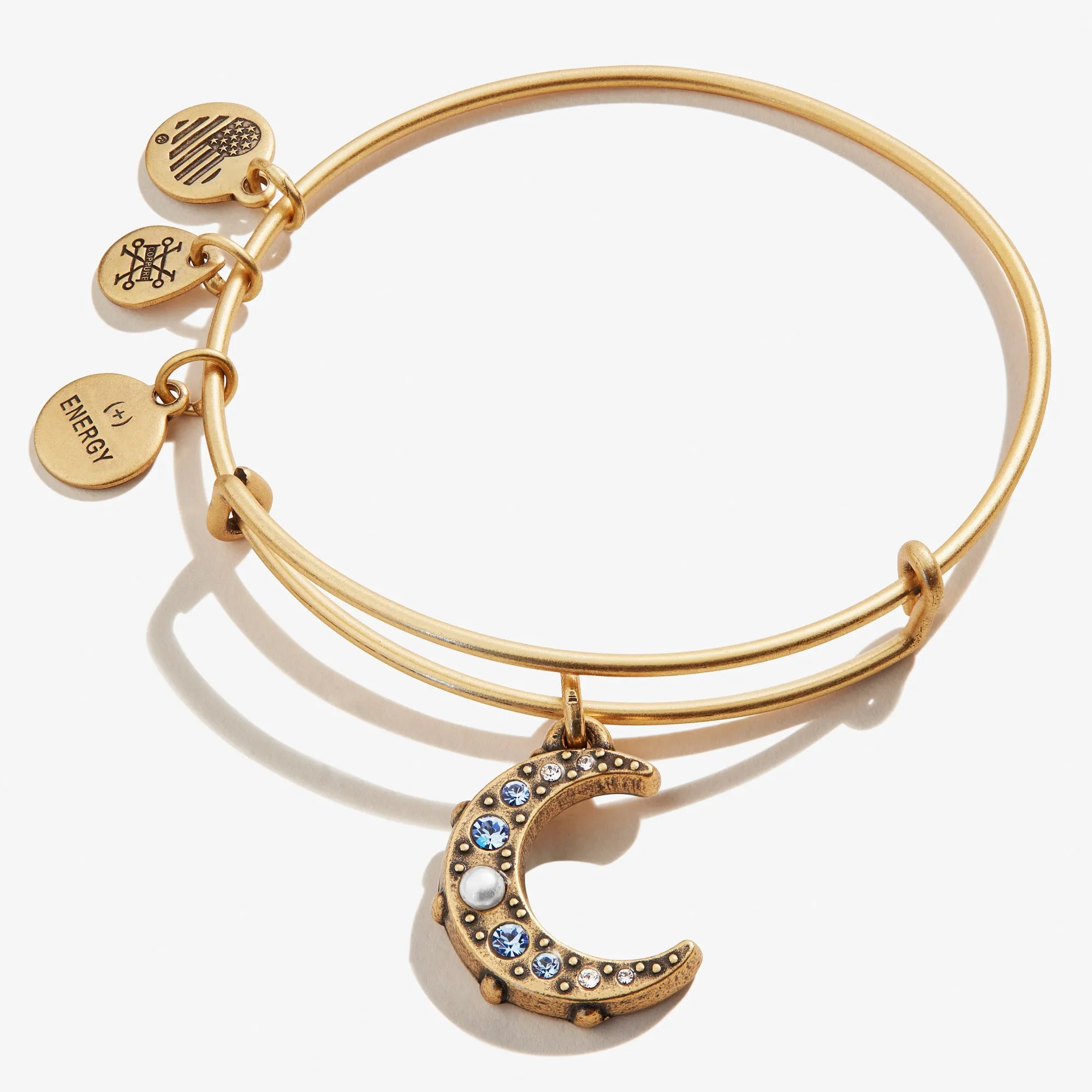 Crescent Moon Pearl and Crystal Charm Bangle sold by Alex and Ani product image thumbnail 3