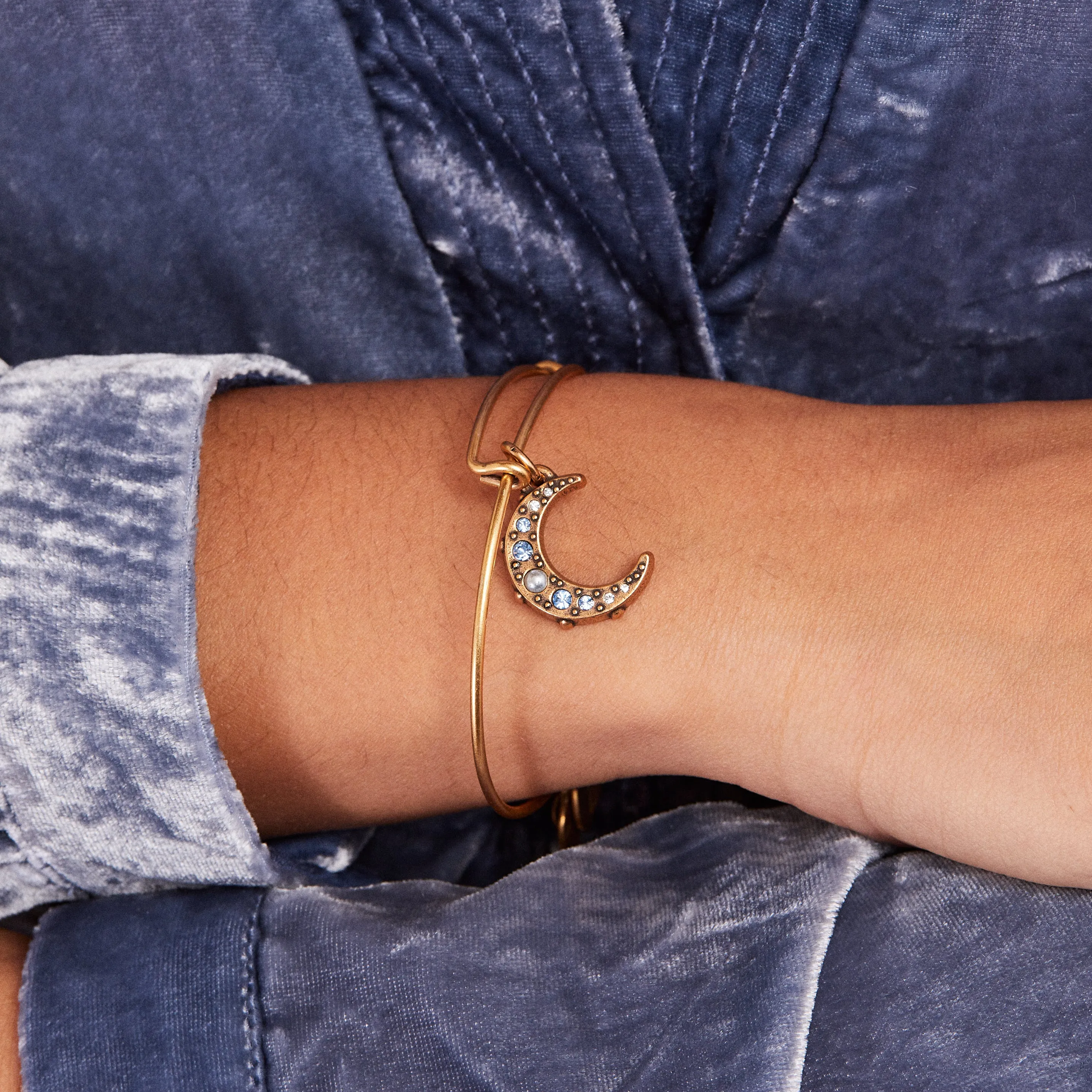 Crescent Moon Pearl and Crystal Charm Bangle sold by Alex and Ani product image thumbnail 4