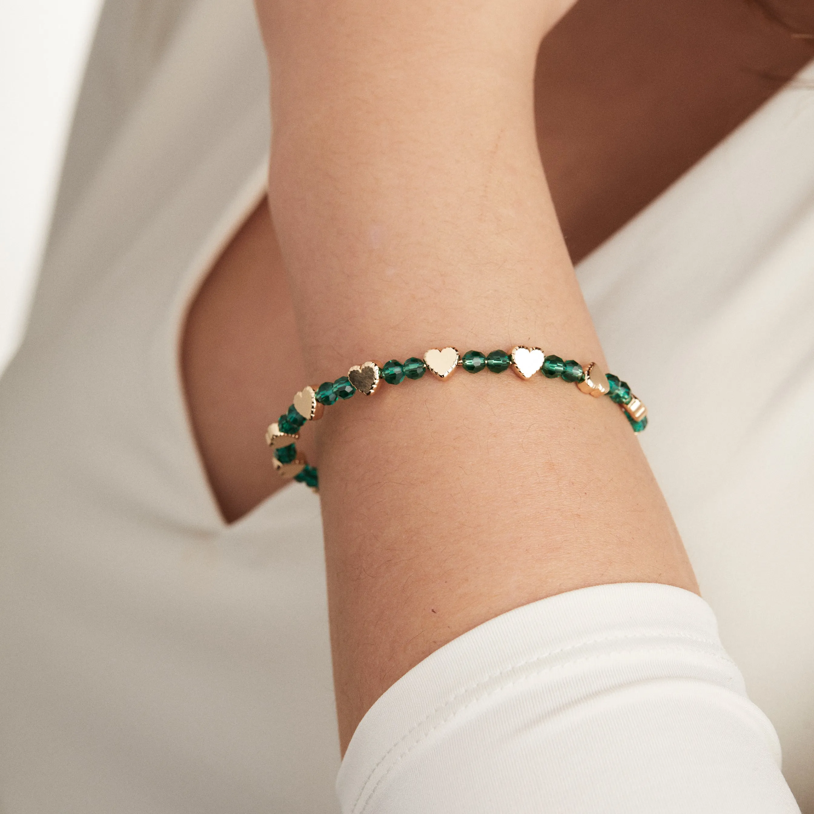 Gold Heart And Emerald Crystal Beaded Bangle sold by Alex and Ani product image thumbnail 2