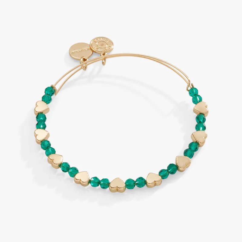 Gold Heart And Emerald Crystal Beaded Bangle sold by Alex and Ani