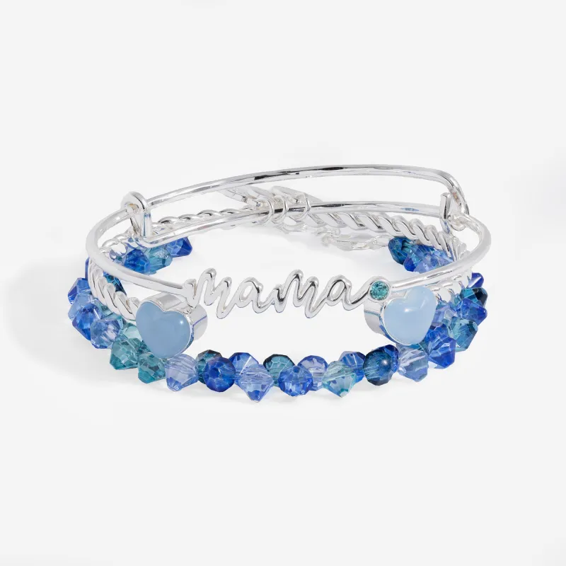 Mama' Blue Beaded Bangle Set of 3 sold by Alex and Ani