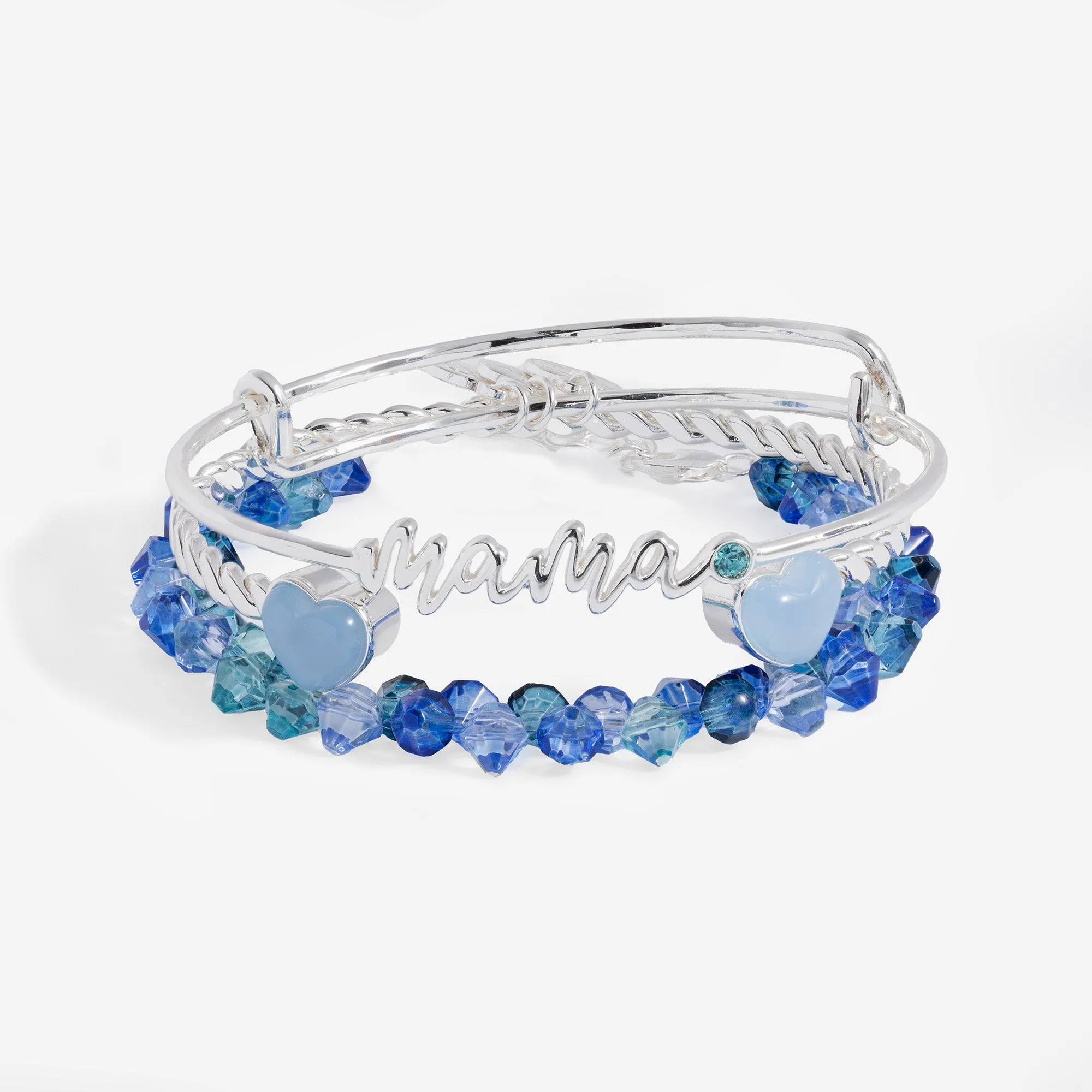 'Mama' Blue Beaded Bangle Set of 3 sold by Alex and Ani