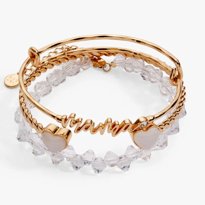 Mama' Gold Beaded Bangle Set of 3 sold by Alex and Ani