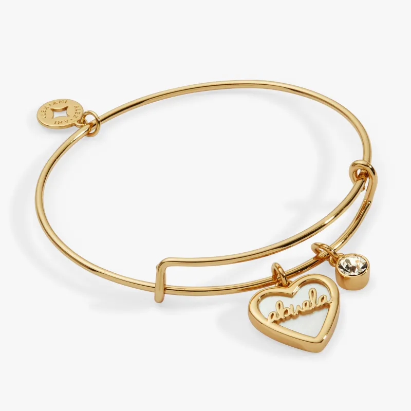 Abuela Mother of Pearl Heart Charm Bangle sold by Alex and Ani