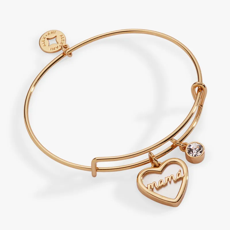 Mamá Mother of Pearl Heart Charm Bangle sold by Alex and Ani