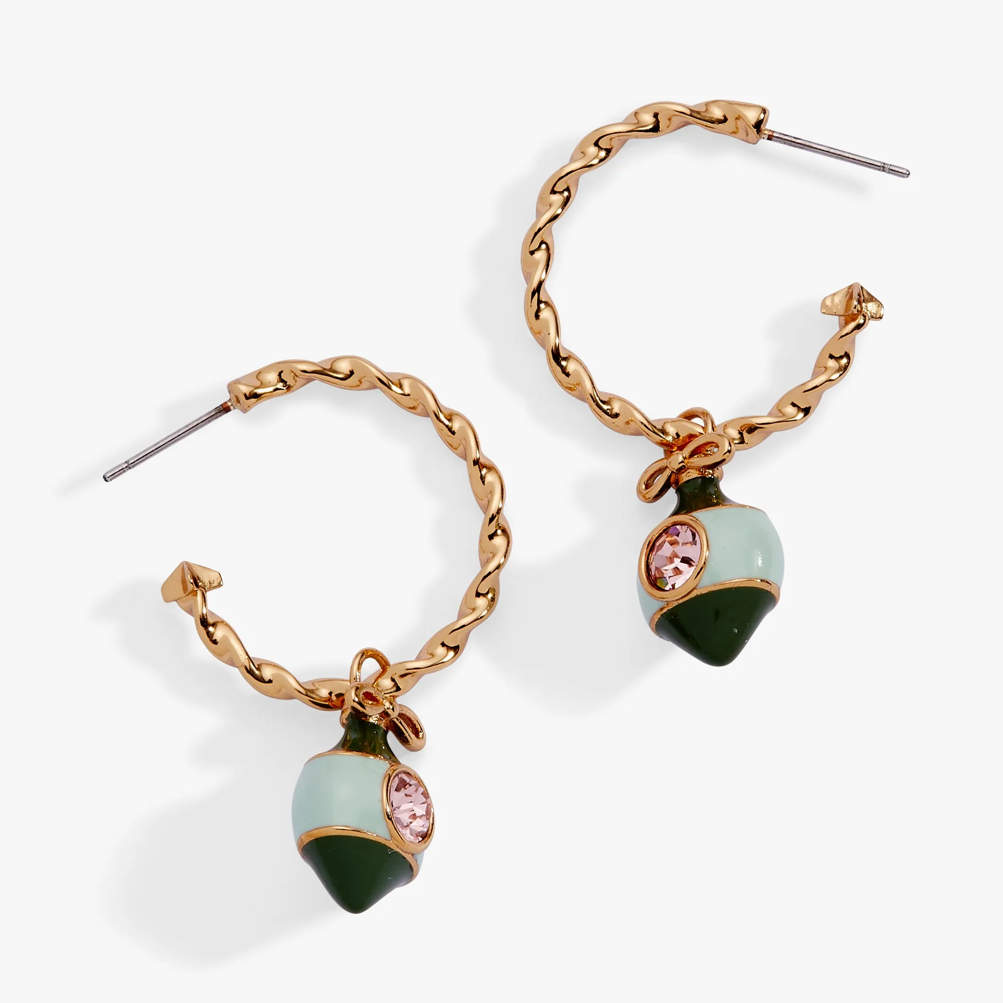 Crystal Bow & Ornament Twisted Hoop Earrings sold by Alex and Ani