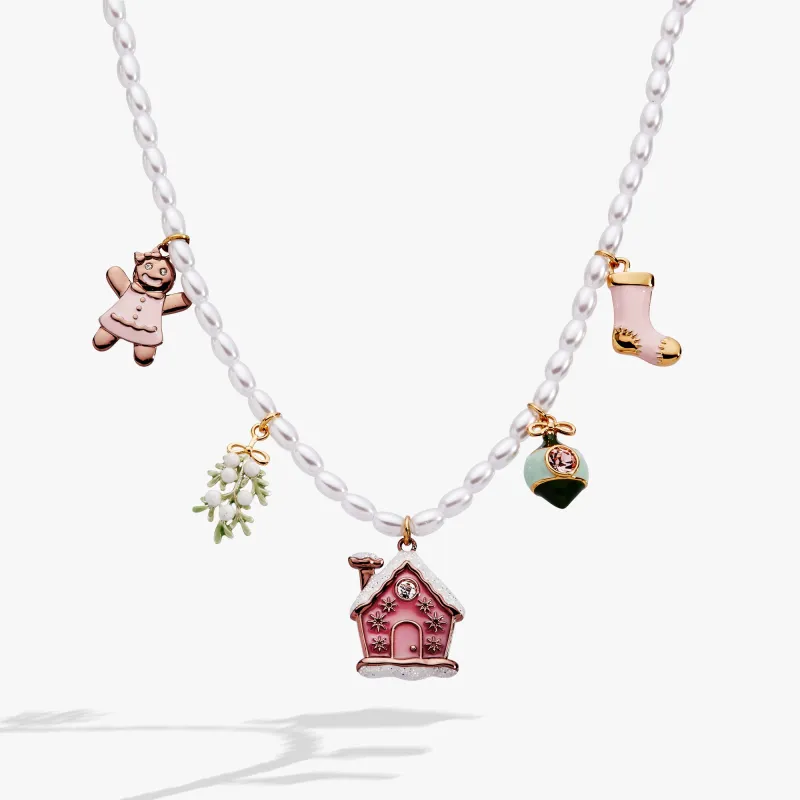 Pink Christmas Beaded Charm Necklace sold by Alex and Ani