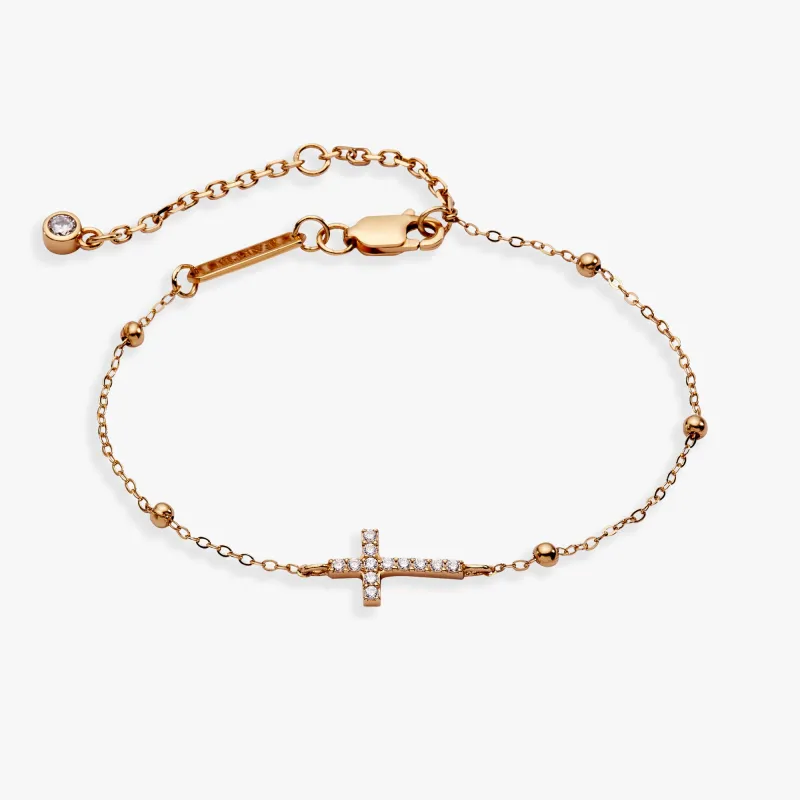 Cross Delicate Pave Crystal Beaded Strand Bracelet sold by Alex and Ani