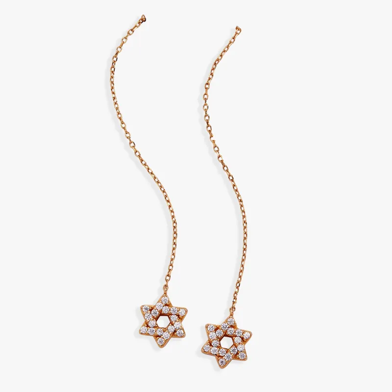 Star of David Delicate Pave Crystal Threader Earrings sold by Alex and Ani