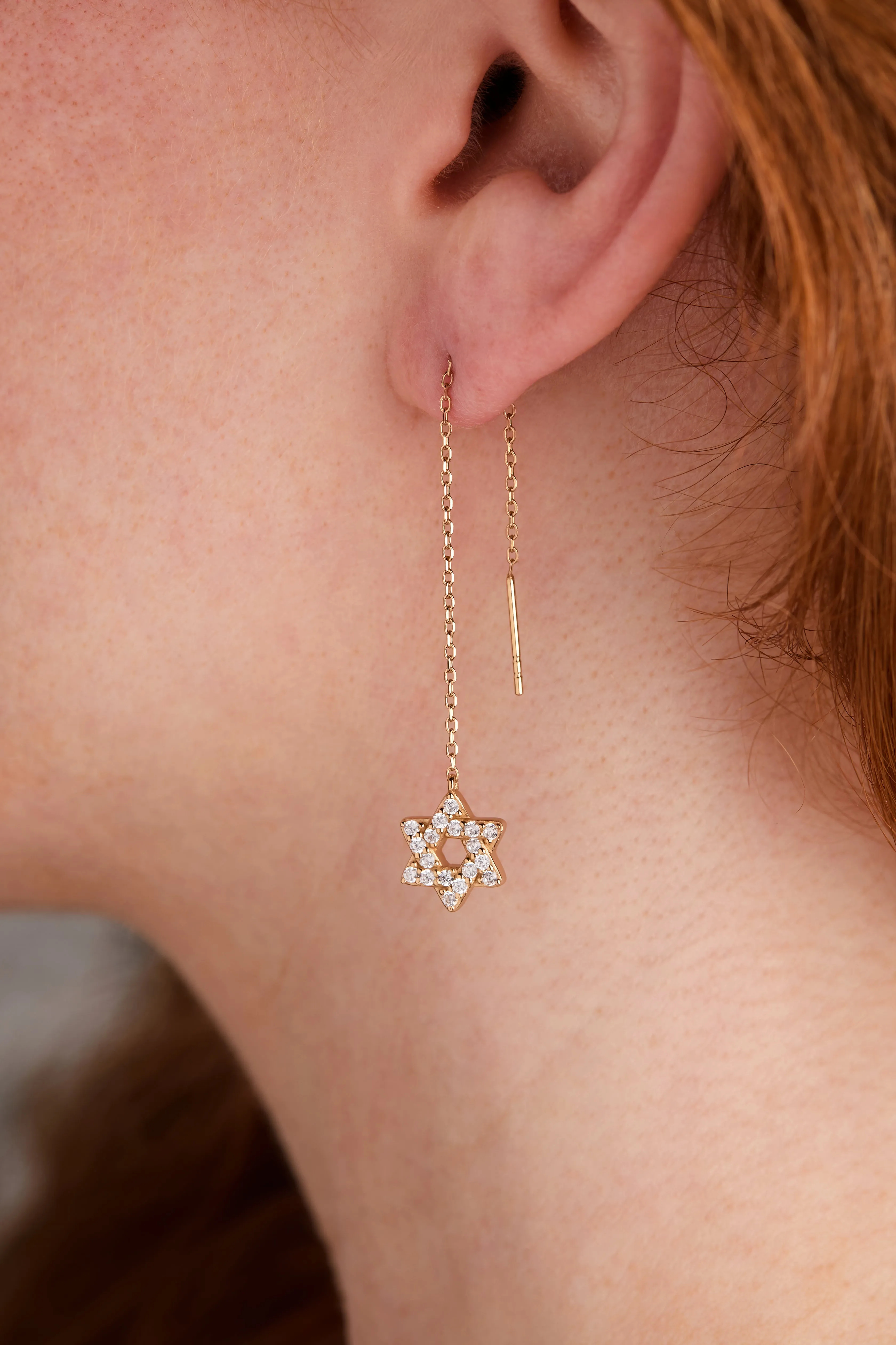 Star of David Delicate Pave Crystal Threader Earrings sold by Alex and Ani product image thumbnail 2