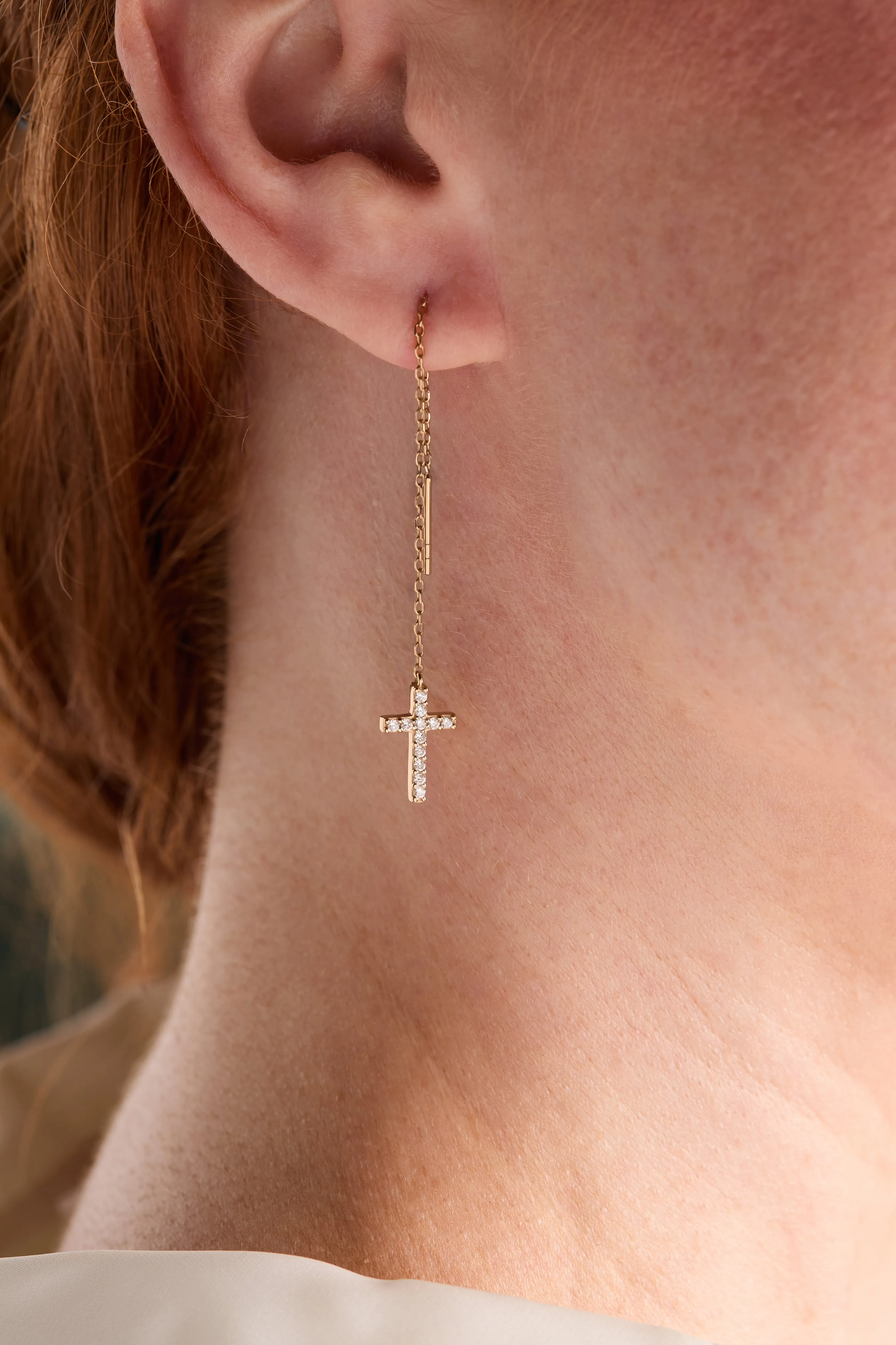 Cross Delicate Pave Crystal Threader Earrings sold by Alex and Ani product image thumbnail 2