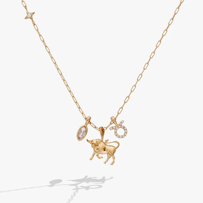 Taurus Zodiac Charm Cluster Necklace sold by Alex and Ani