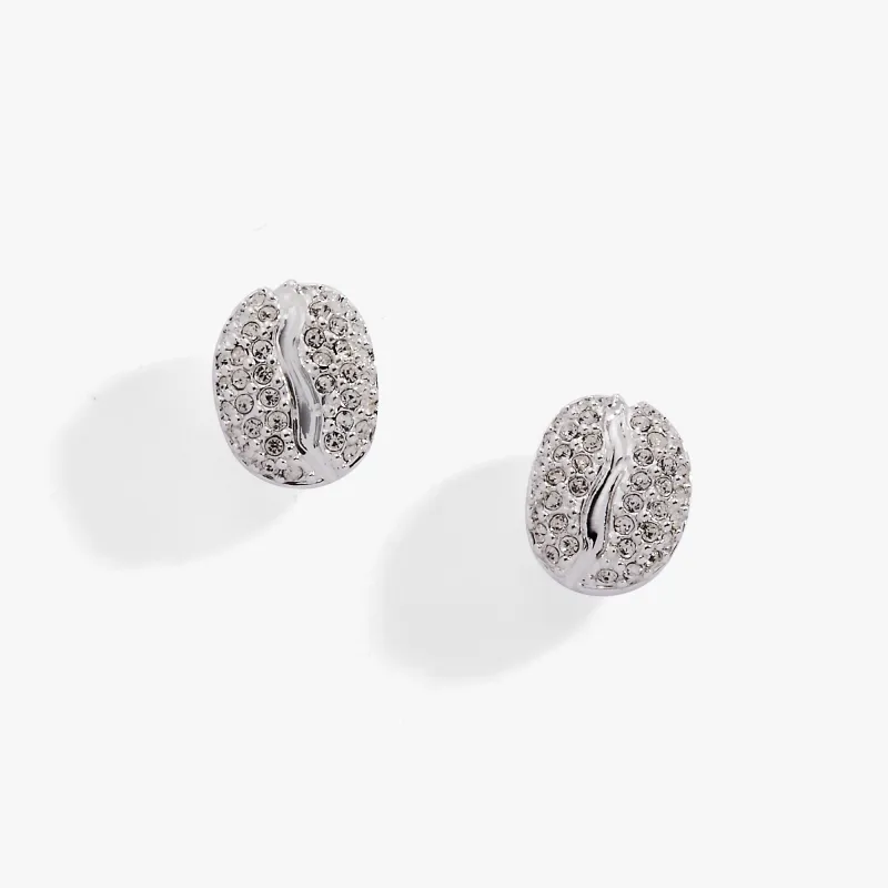 Coffee Bean Pave Crystal Stud Earrings made by Alex and Ani