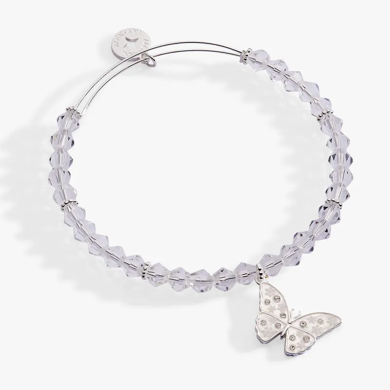 Glass Butterfly Beaded Charm Bangle made by Alex and Ani