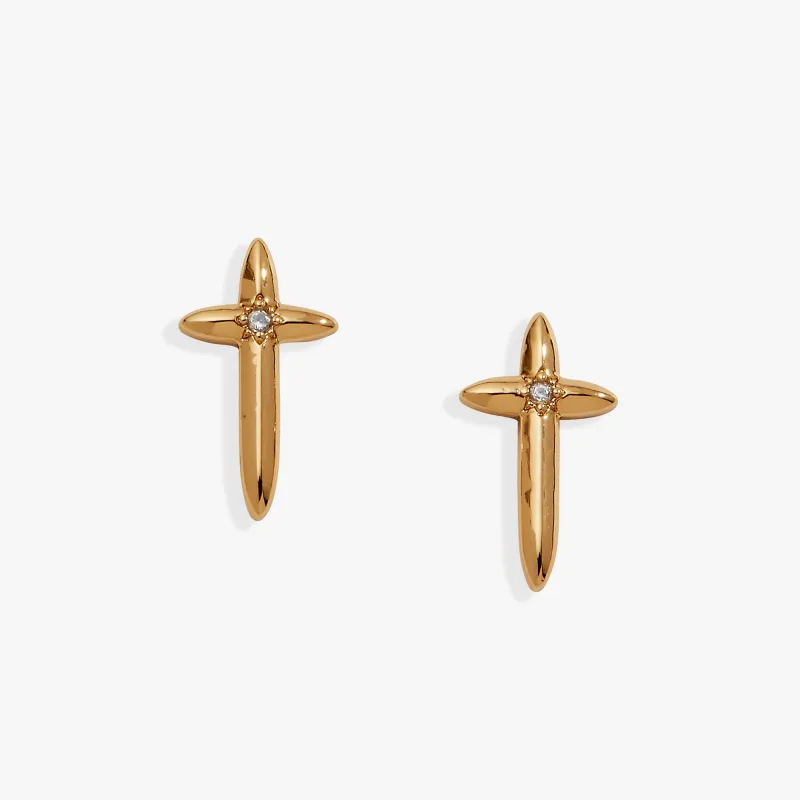 4:13 Cross Stud Earrings sold by Alex and Ani