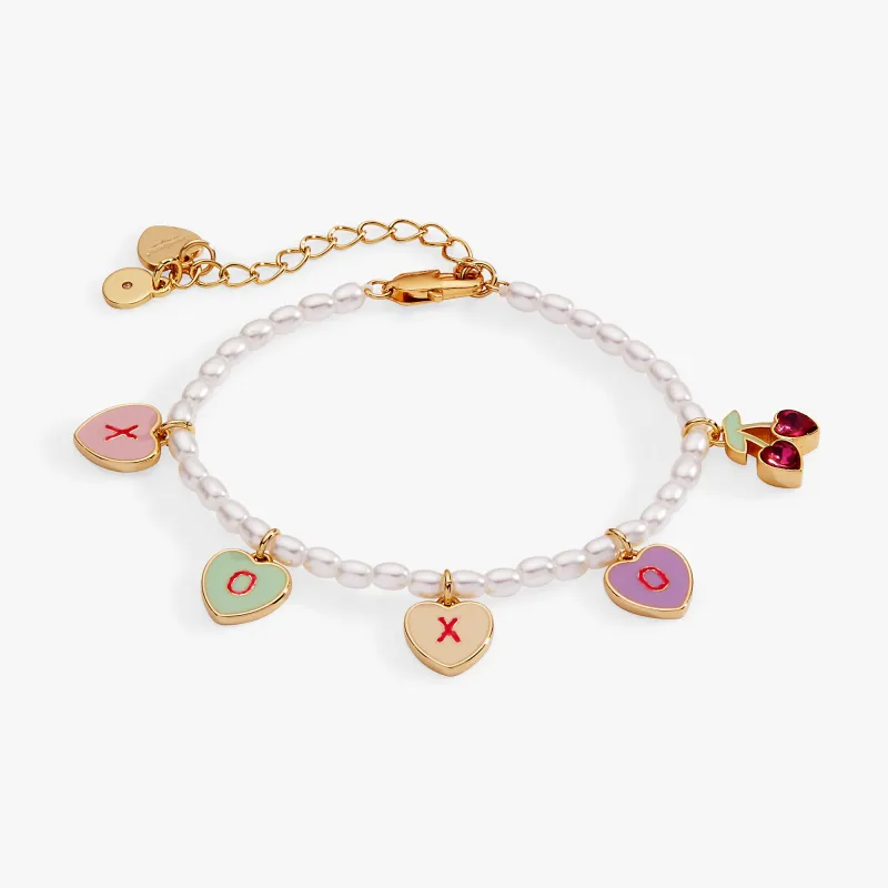 Sweethearts® ‘XOXO’ Heart Charm Beaded Pearl Bracelet made by Alex and Ani