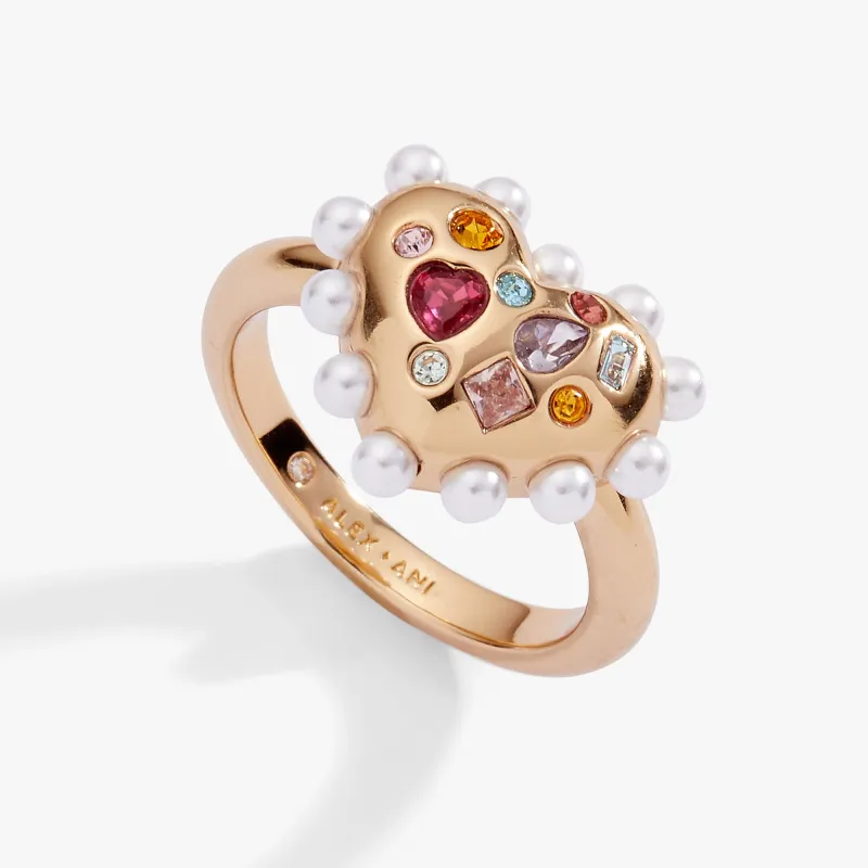 Puffy Heart Gemstone And Pearl Statement Ring sold by Alex and Ani