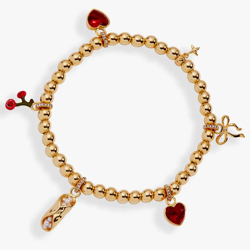 'There Cannoli Be You' Bow & Heart Beaded Charm Stretch Bracelet sold by Alex and Ani