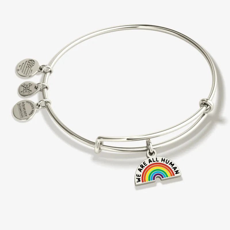 'We Are All Human' Rainbow Charm Bangle Bracelet sold by Alex and Ani