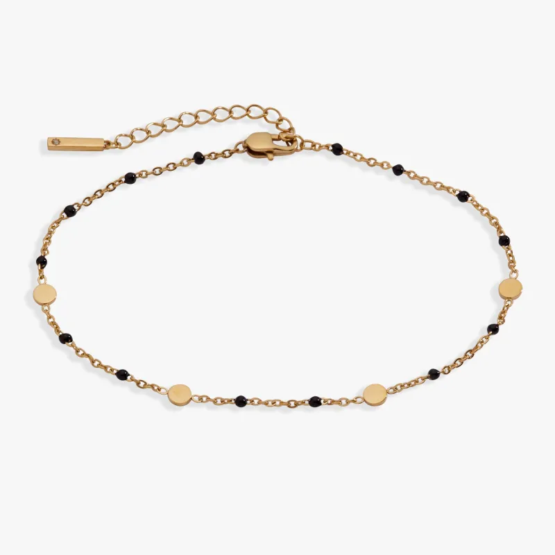 Black Enameled Chain Coin Station Anklet sold by Alex and Ani