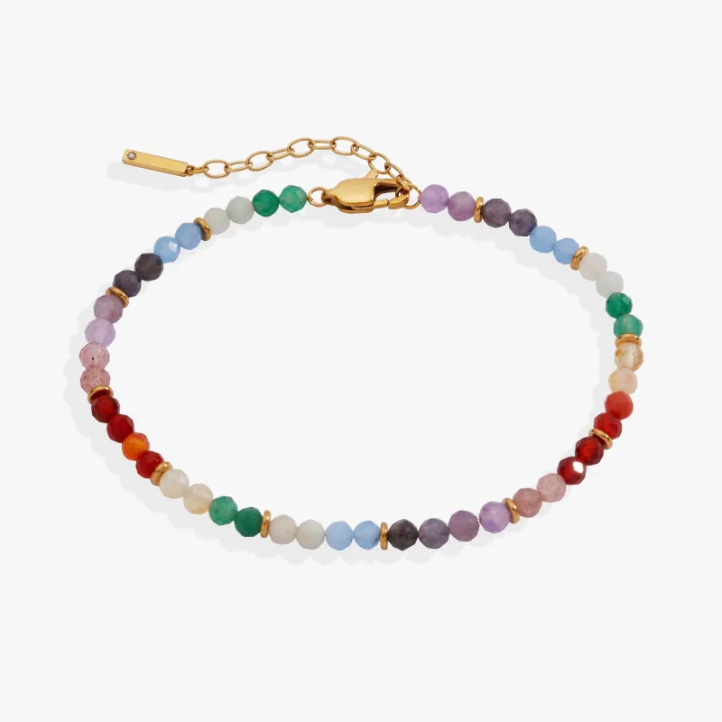 Rainbow Ombre Semi-Precious Beaded Anklet sold by Alex and Ani
