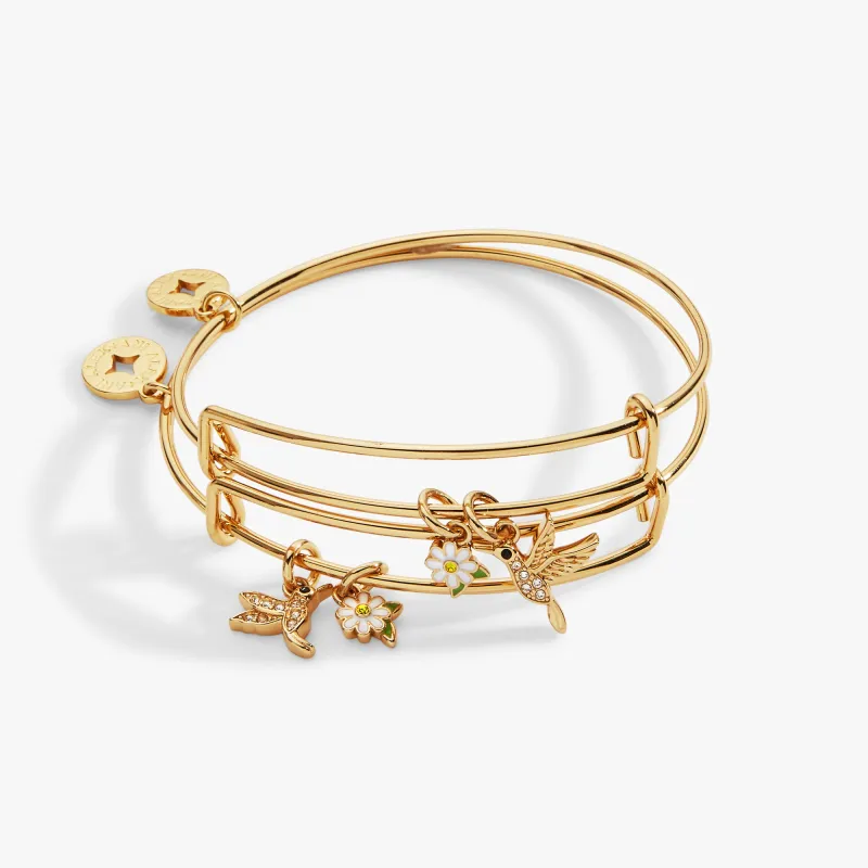 'Birds of a Feather' Hummingbird Charm Bangle, Set of 2 made by Alex and Ani
