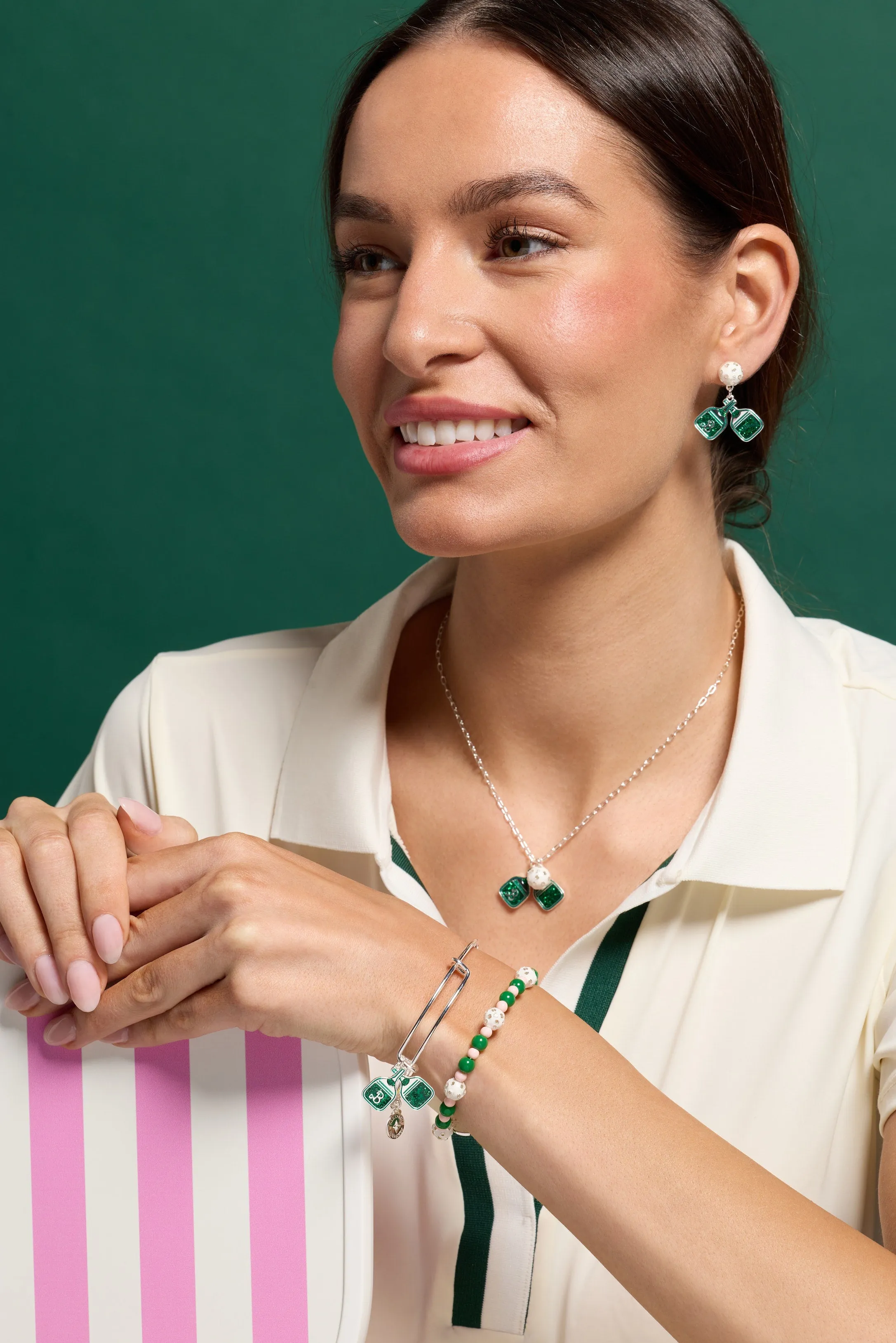 Barbie™ Pickleball Beaded Charm Bangle sold by Alex and Ani product image thumbnail 5