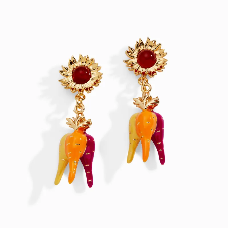 Farmers' Market Sunflower & Rainbow Carrot Drop Earrings made by Alex and Ani