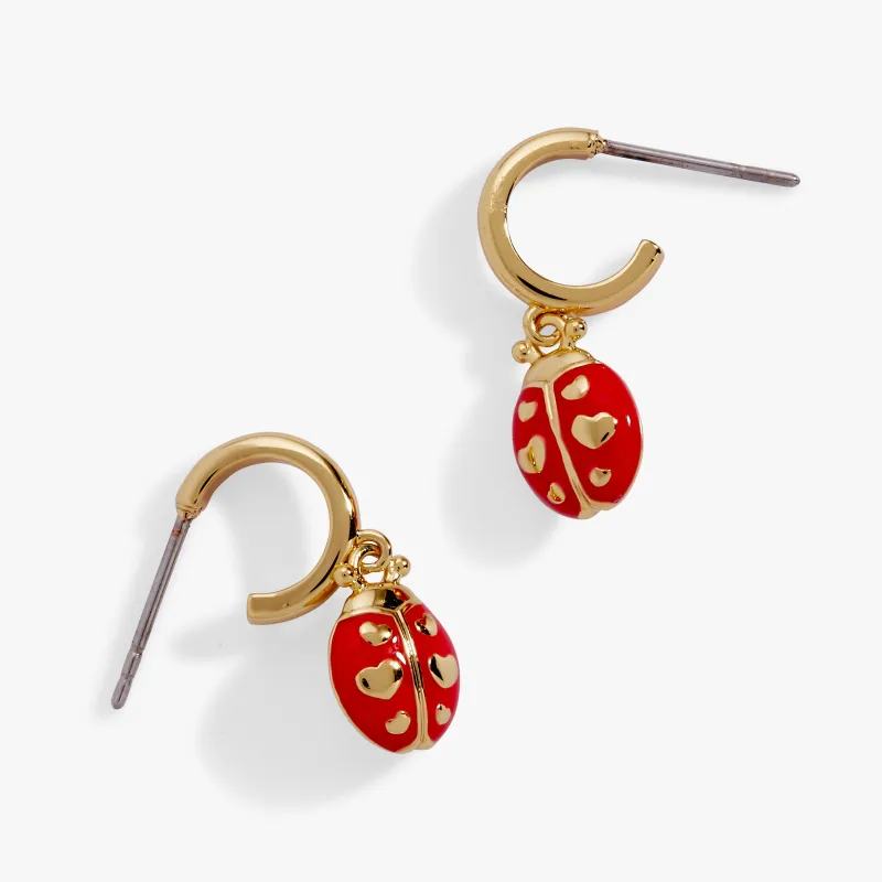 Ladybug Huggie Drop Earrings made by Alex and Ani
