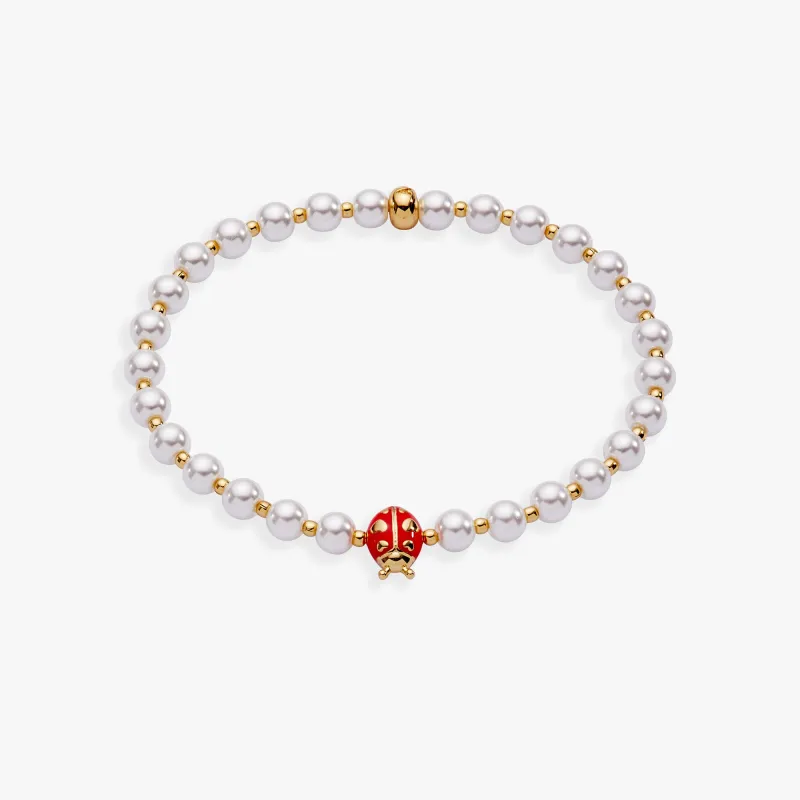 Ladybug Pearl Stretch Bracelet made by Alex and Ani