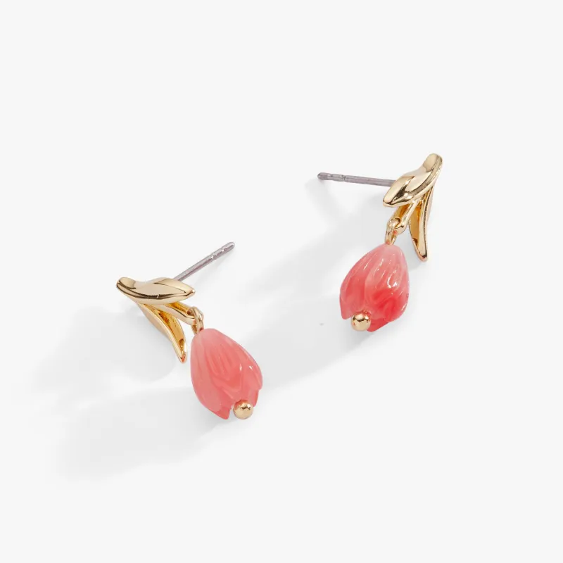 Tulip Cherry Quartz Earrings made by Alex and Ani