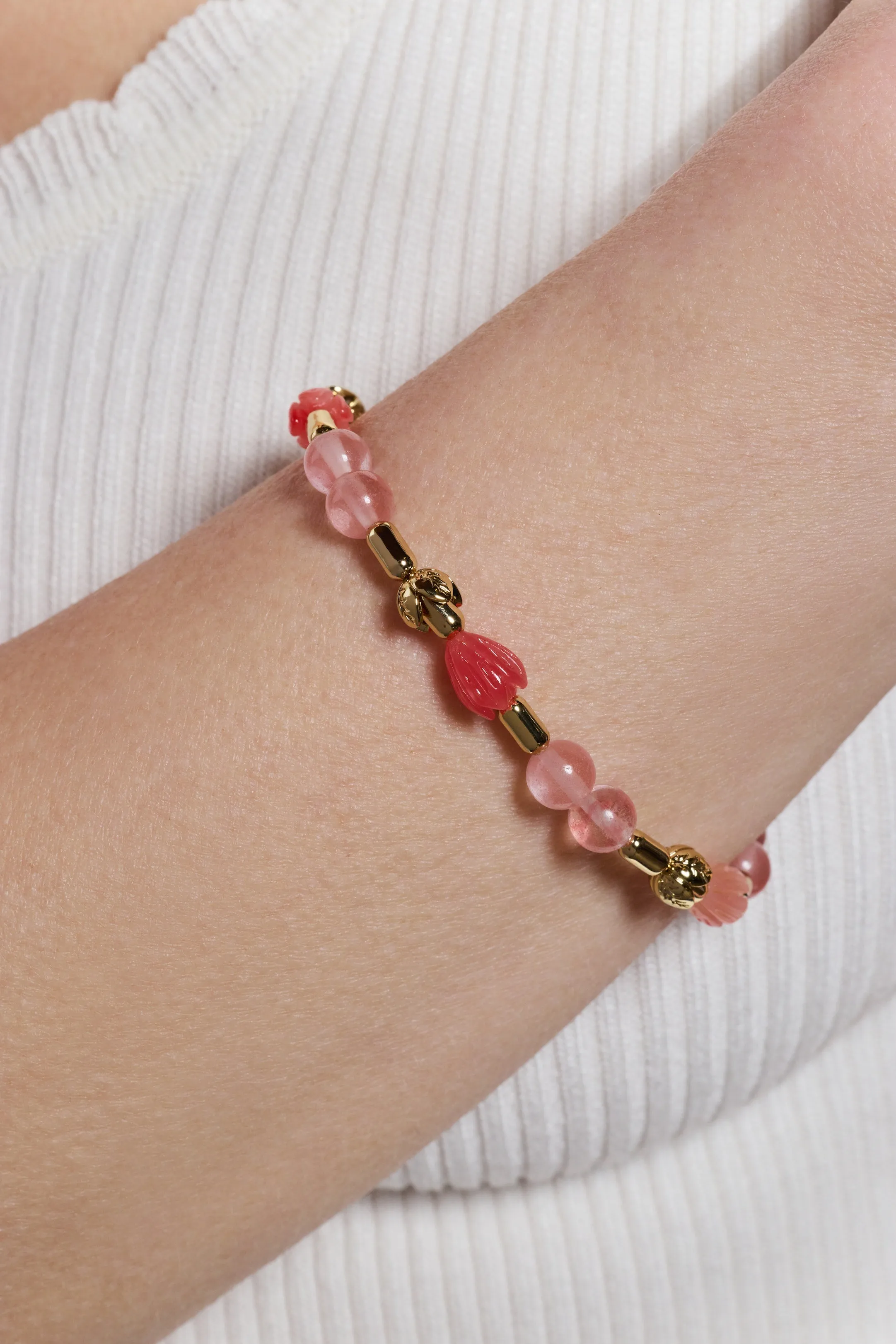 Tulip Cherry Quartz Stretch Bracelet sold by Alex and Ani product image thumbnail 2