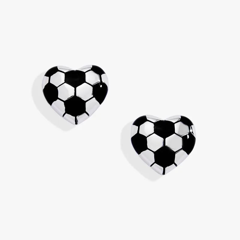 Soccer Heart Stud Earrings made by Alex and Ani