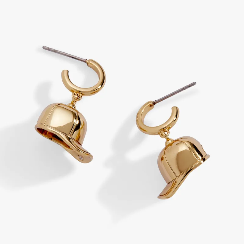Baseball Cap Huggie Drop Earrings made by Alex and Ani