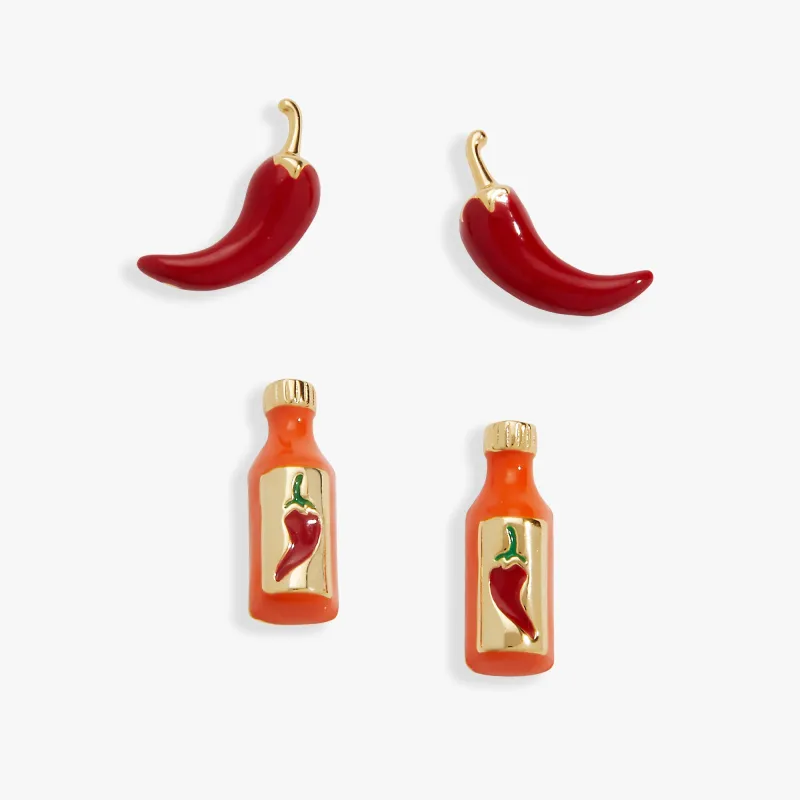 Taco Hot Sauce & Pepper Stud Set made by Alex and Ani
