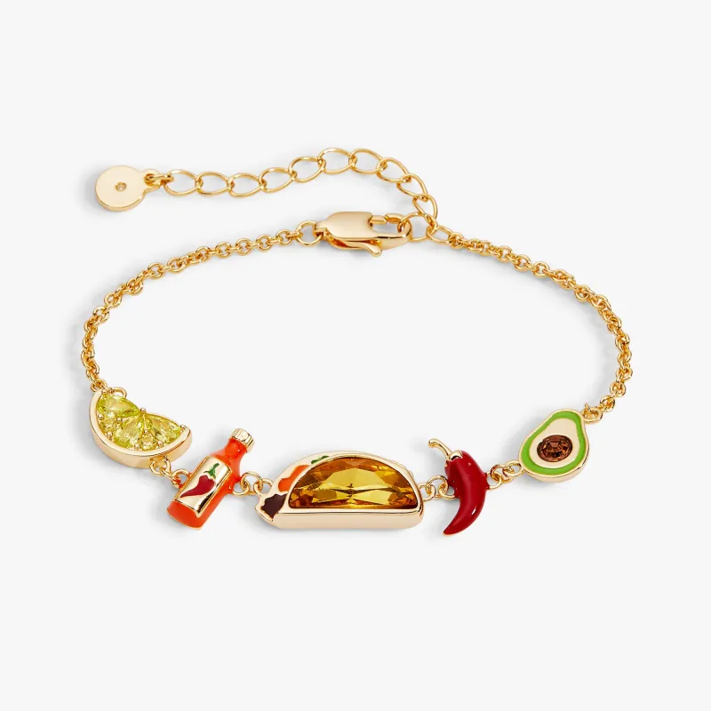 Taco Inline Charm Bracelet made by Alex and Ani