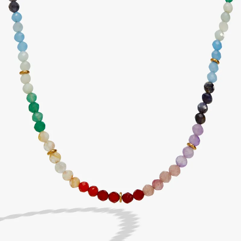 Rainbow Ombre Semi-Precious Beaded Necklace made by Alex and Ani