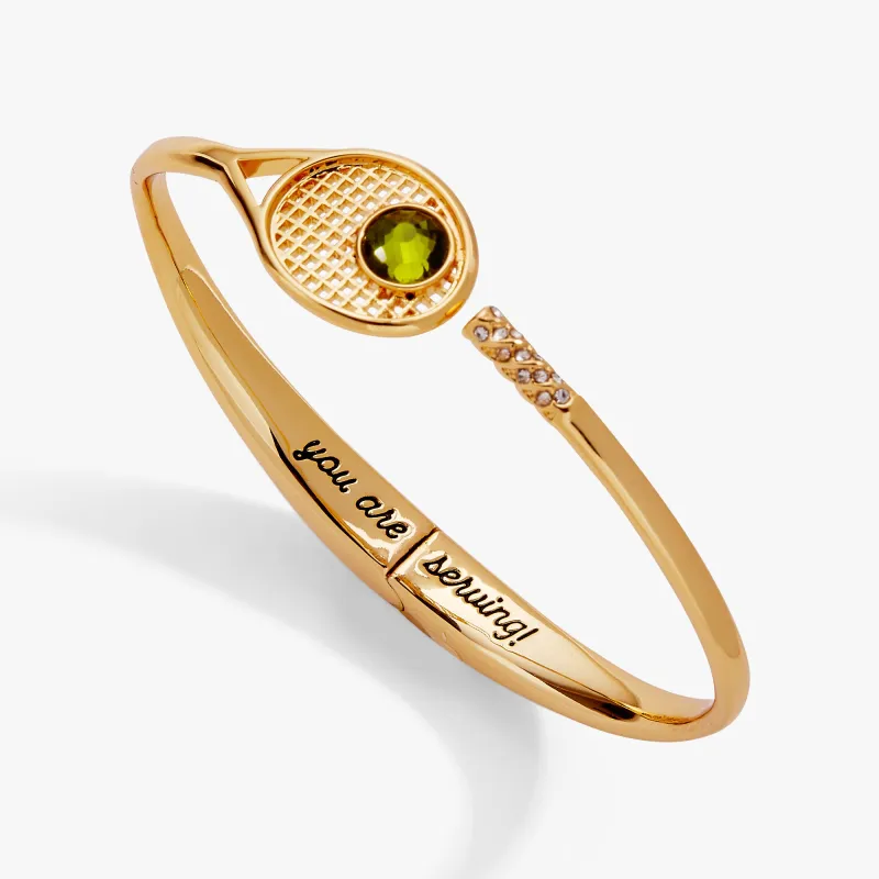 Tennis Racket 'You Are Serving' Hinge Cuff Bracelet made by Alex and Ani