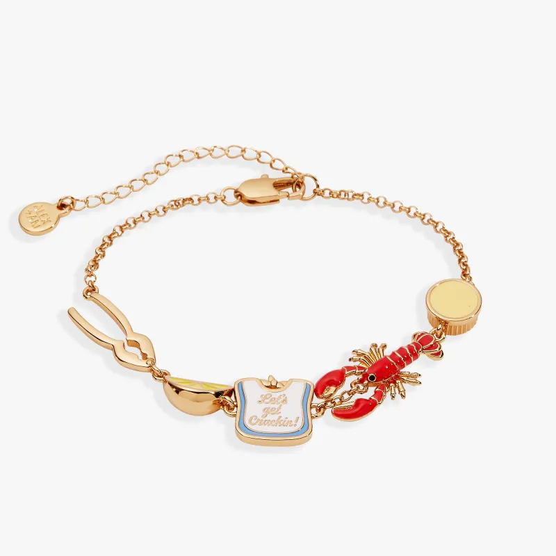 Lobster Boil 'Let's Get Crackin!' Inline Charm Bracelet made by Alex and Ani